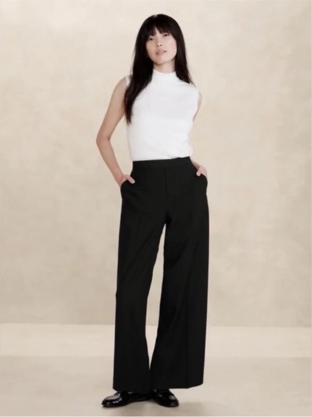 NWT Banana Republic Hayden Wide-Leg Pant // Black